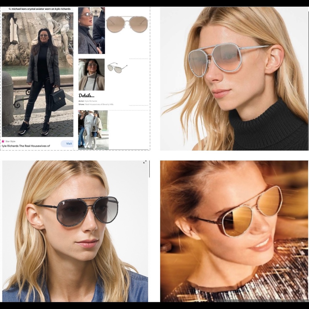 MICHAEL KORS POPULAR RHINESTONE AVIATORS IN SILVER, GOLD, BLACK, WORN ON KYLE R - Picture 4 of 16